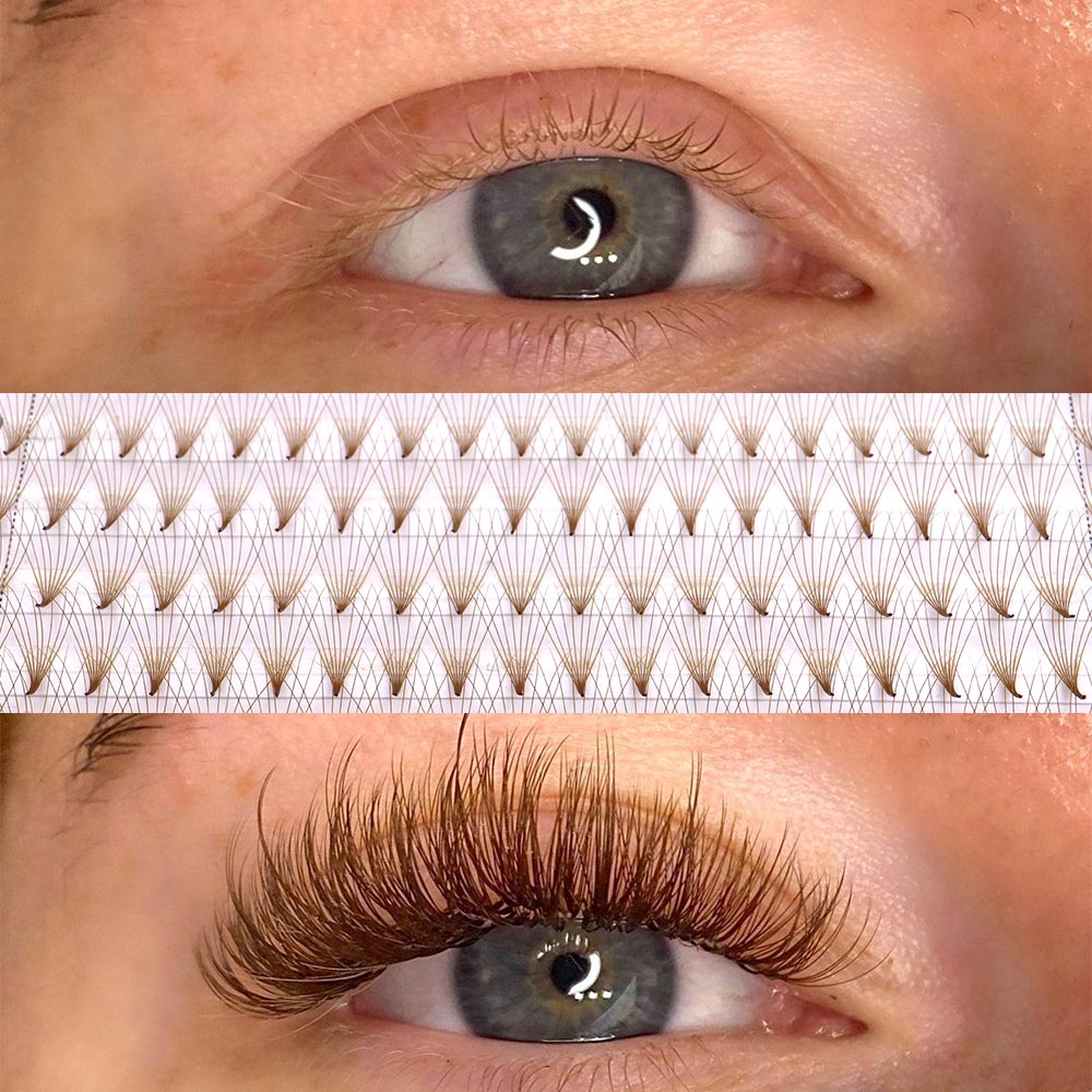 320 Colored Pointy Base Brown  - огляд і ціна Eyelash Extension Russian